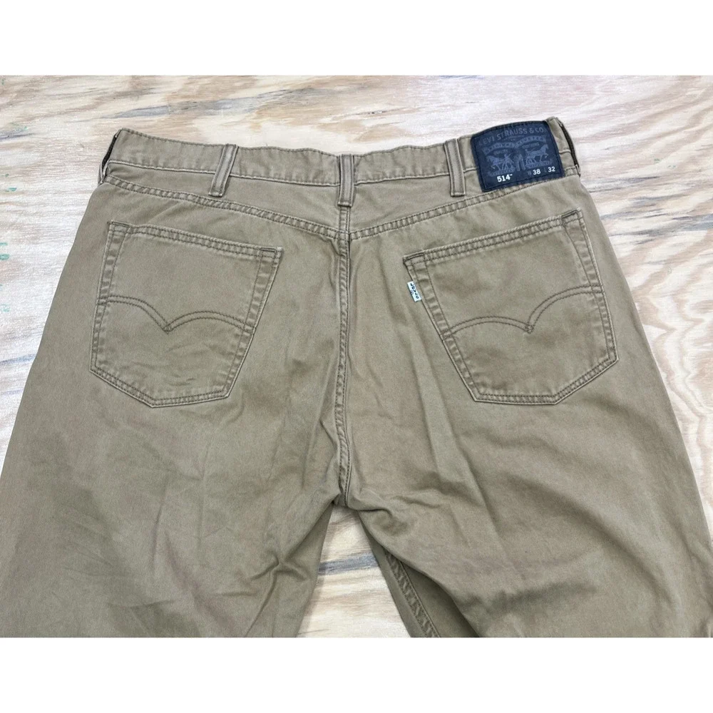Levis 514 Jeans Mens 38X32 (36X31) Khaki Tan Straight Leg 100% Cotton Chino
